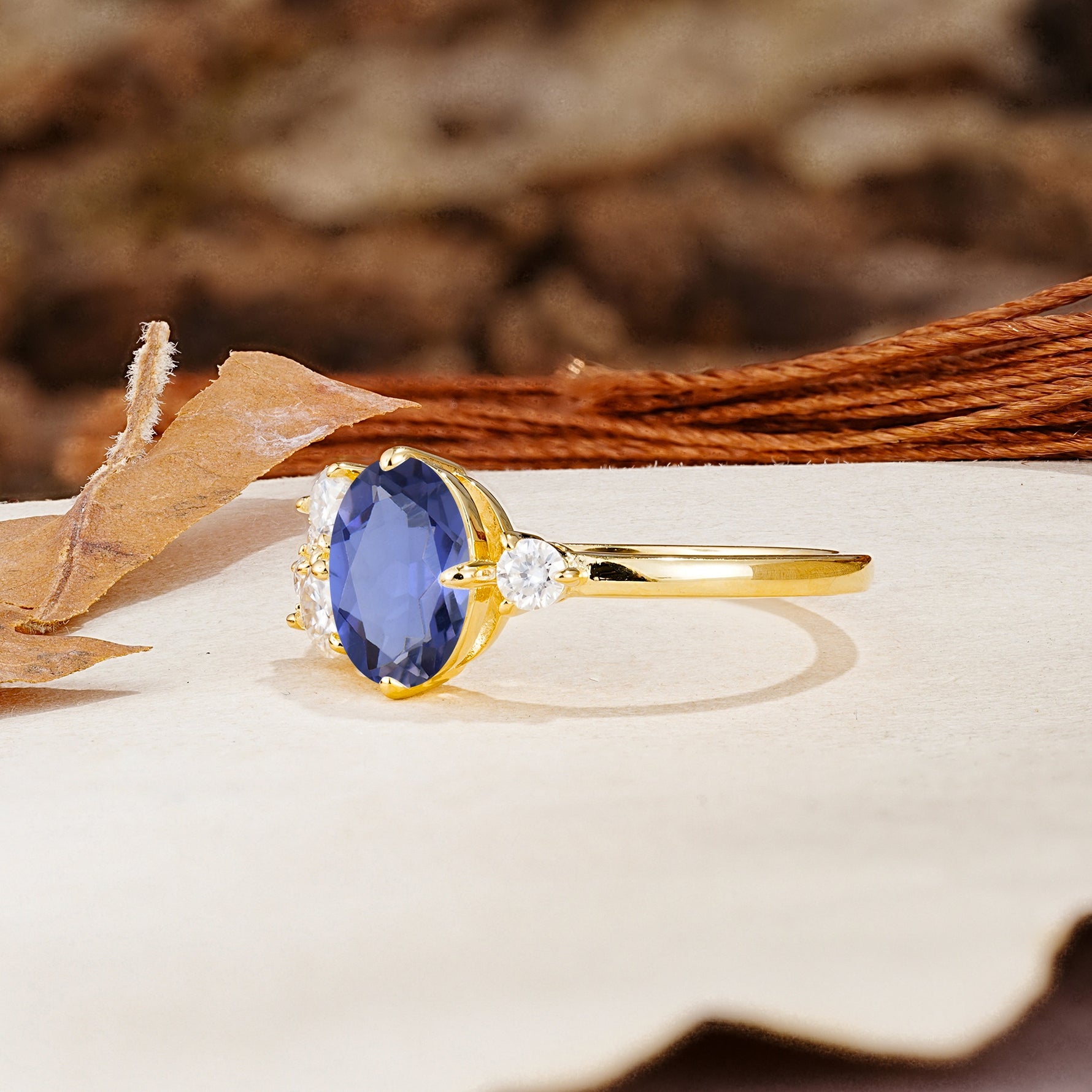 Classic And Unique Inlaid Marquise Cut Tanzanite Engagement Ring - Additional view