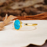Classic And Unique Inlaid Marquise Cut Turquoise Engagement Ring - Additional view