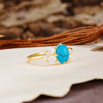 Classic And Unique Inlaid Marquise Cut Turquoise Engagement Ring - Additional view