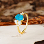 Classic And Unique Inlaid Marquise Cut Turquoise Engagement Ring - Additional view
