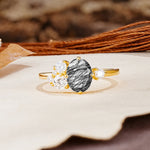 Classic And Unique Inlaid Marquise Cut Black Rutilated Quartz Engagement Ring - Additional view