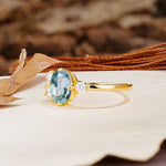 Classic And Unique Inlaid Marquise Cut Moss Agate Engagement Ring - Additional view