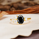 Classic And Unique Inlaid Marquise Cut Black Onyx Engagement Ring - Additional view