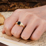 Classic And Unique Inlaid Marquise Cut Black Onyx Engagement Ring - Additional view