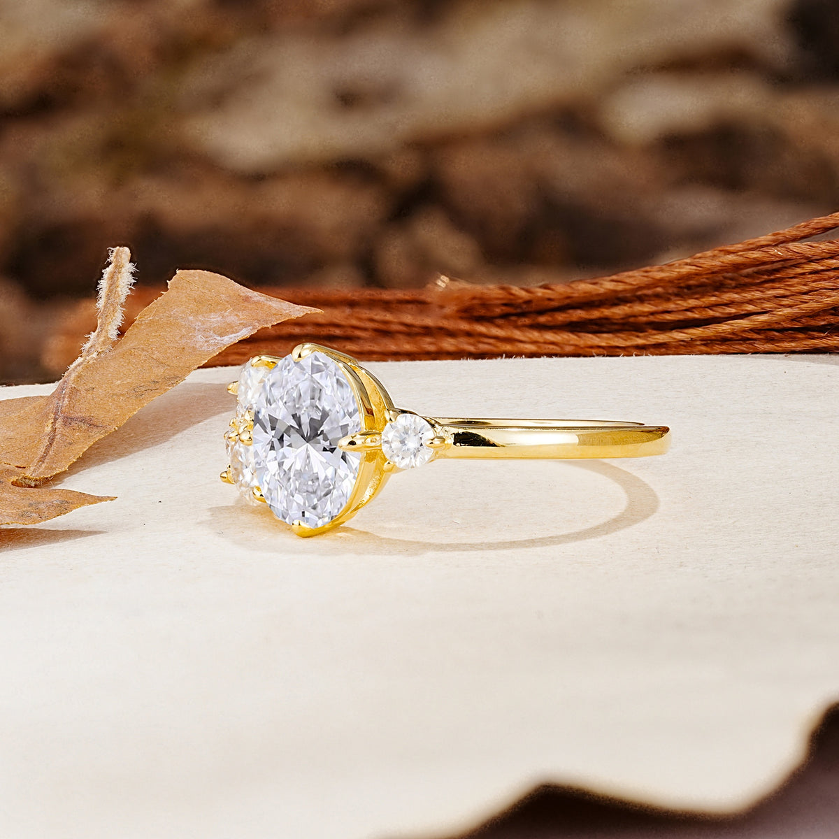 Classic And Unique Inlaid Marquise Cut Lab Diamond Engagement Ring - Additional view