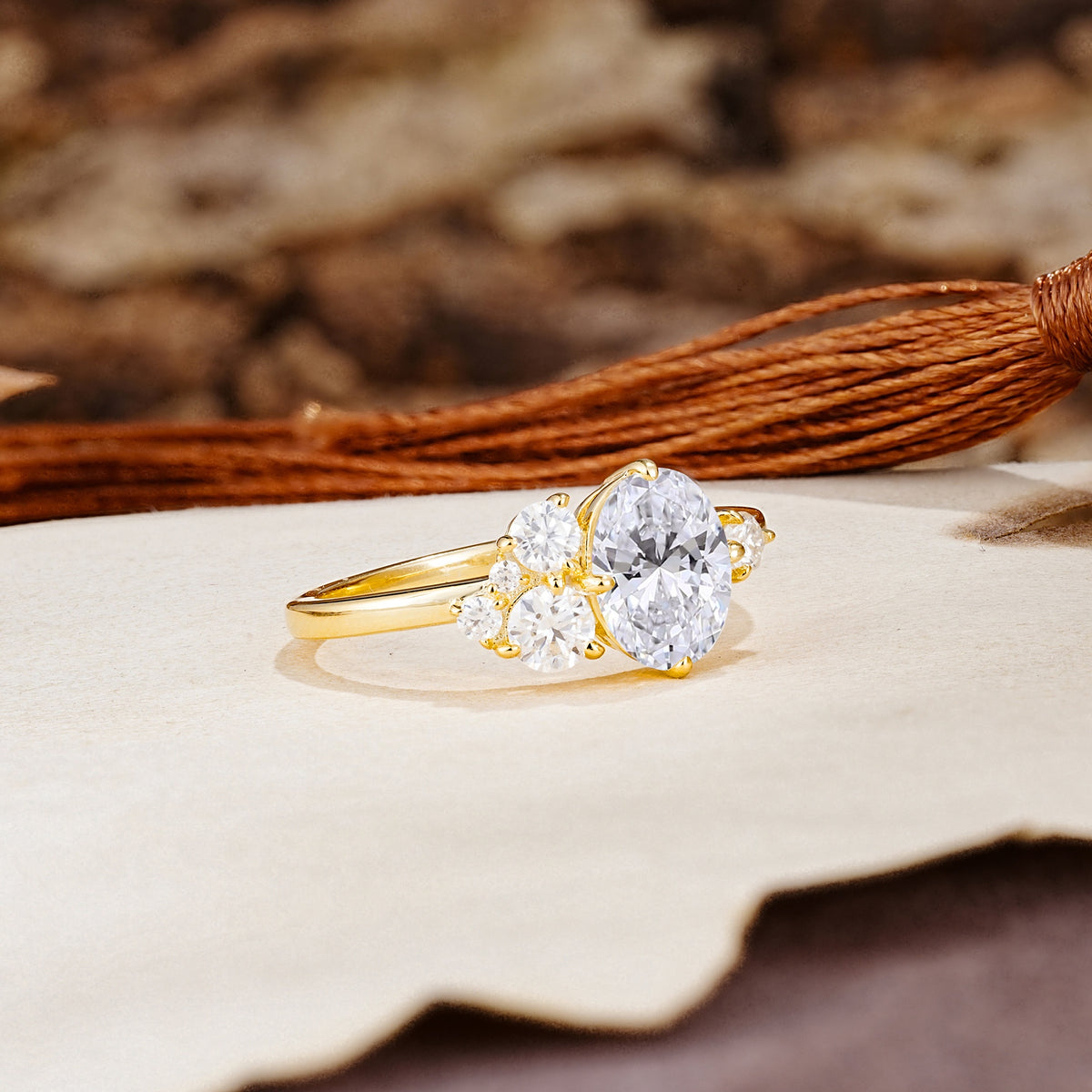 Classic And Unique Inlaid Marquise Cut Lab Diamond Engagement Ring - Additional view