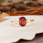 Classic And Unique Inlaid Marquise Cut Garnet Engagement Ring - Additional view