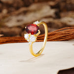 Classic And Unique Inlaid Marquise Cut Garnet Engagement Ring - Additional view