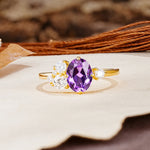 Classic And Unique Inlaid Marquise Cut Amethyst Engagement Ring - Additional view