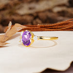 Classic And Unique Inlaid Marquise Cut Amethyst Engagement Ring - Additional view