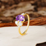 Classic And Unique Inlaid Marquise Cut Amethyst Engagement Ring - Additional view