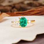 Classic And Unique Inlaid Marquise Cut Emerald Engagement Ring - Additional view