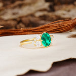 Classic And Unique Inlaid Marquise Cut Emerald Engagement Ring - Additional view
