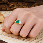 Classic And Unique Inlaid Marquise Cut Emerald Engagement Ring - Additional view