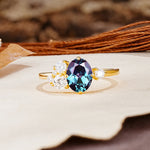 Classic And Unique Inlaid Marquise Cut Alexandrite Engagement Ring - Additional view