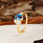 Classic And Unique Inlaid Marquise Cut Alexandrite Engagement Ring - Additional view