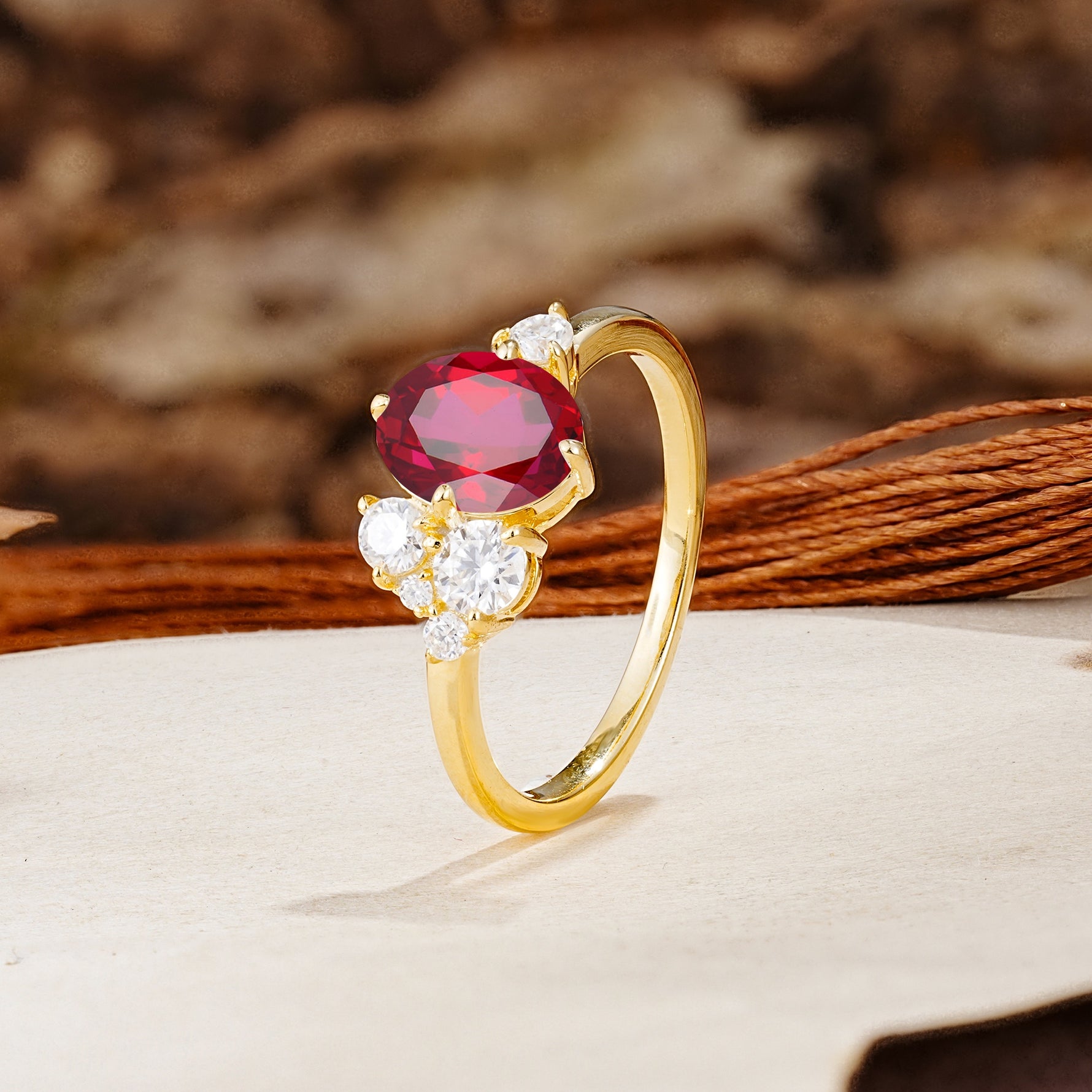 Classic And Unique Inlaid Marquise Cut Ruby Engagement Ring - Additional view