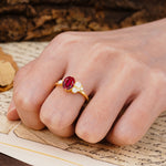 Classic And Unique Inlaid Marquise Cut Ruby Engagement Ring - Additional view