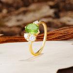 Classic And Unique Inlaid Marquise Cut Peridot Engagement Ring - Additional view