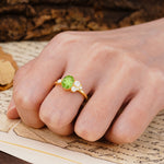 Classic And Unique Inlaid Marquise Cut Peridot Engagement Ring - Additional view