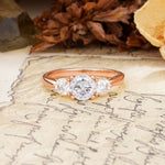 Luxurious Vintage 4 Prong Round Cut Moissanite Three Stone Wedding Ring - Additional view