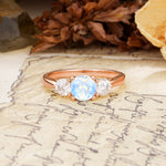 Luxurious Vintage 4 Prong Round Cut Moonstone Three Stone Wedding Ring - Additional view