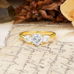 Luxurious Vintage 4 Prong Round Cut Moissanite Three Stone Wedding Ring - Additional view