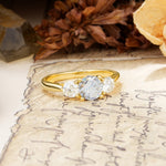 Luxurious Vintage 4 Prong Round Cut Moissanite Three Stone Wedding Ring - Additional view