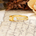 Luxurious Vintage 4 Prong Round Cut Citrine Three Stone Wedding Ring - Additional view