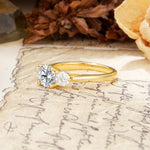Luxurious Vintage 4 Prong Round Cut Lab Diamond Three Stone Wedding Ring - Additional view