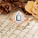 Luxurious Vintage 6-Prong Hexagonal Cut Lab Diamond Engagement Ring - Additional view