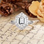 Luxurious Vintage 6-Prong Hexagonal Cut Lab Diamond Engagement Ring - Additional view