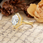 Luxurious Vintage 6-Prong Hexagonal Cut Moissanite Engagement Ring - Additional view