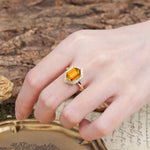 Luxurious Vintage 6-Prong Hexagonal Cut Citrine Engagement Ring - Additional view
