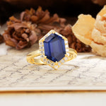 Luxurious Vintage 6-Prong Hexagonal Cut Tanzanite Engagement Ring - Additional view
