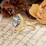 Luxurious Vintage 6-Prong Hexagonal Cut Black Rutilated Quartz Engagement Ring - Additional view