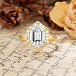 Luxurious Vintage 6-Prong Hexagonal Cut Lab Diamond Engagement Ring - Additional view