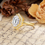 Luxurious Vintage 6-Prong Hexagonal Cut Lab Diamond Engagement Ring - Additional view