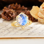 Luxurious Vintage 6-Prong Hexagonal Cut Moonstone Engagement Ring - Additional view