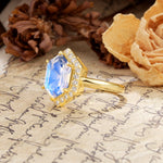 Luxurious Vintage 6-Prong Hexagonal Cut Moonstone Engagement Ring - Additional view