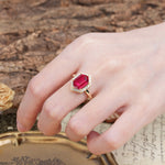 Luxurious Vintage 6-Prong Hexagonal Cut Ruby Engagement Ring - Additional view