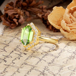 Luxurious Vintage 6-Prong Hexagonal Cut Peridot Engagement Ring - Additional view
