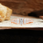 Luxurious Vintage 2-Prong Emerald Cut Moissanite Wedding Ring - Additional view