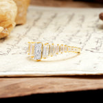 Luxurious Vintage 2-Prong Emerald Cut Moissanite Wedding Ring - Additional view