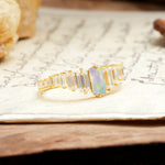 Luxurious Vintage 2-Prong Emerald Cut Fire Opal Wedding Ring - Additional view