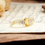 Luxurious Vintage 2-Prong Emerald Cut Citrine Wedding Ring - Additional view
