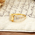 Luxurious Vintage 2-Prong Emerald Cut Citrine Wedding Ring - Additional view