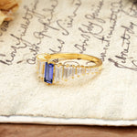 Luxurious Vintage 2-Prong Emerald Cut Tanzanite Wedding Ring - Additional view