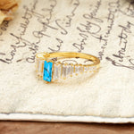 Luxurious Vintage 2-Prong Emerald Cut Turquoise Wedding Ring - Additional view