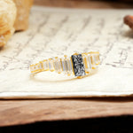 Luxurious Vintage 2-Prong Emerald Cut Black Rutilated Quartz Wedding Ring - Additional view